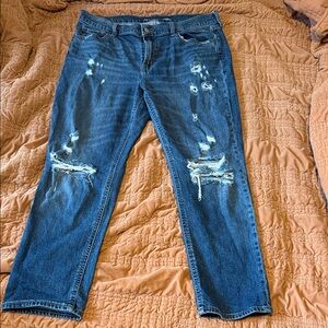 Old Navy Blue Distressed Boyfriend Jeans
